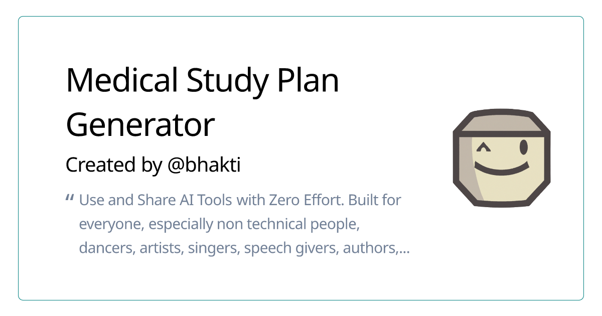 Medical Study Plan Generator