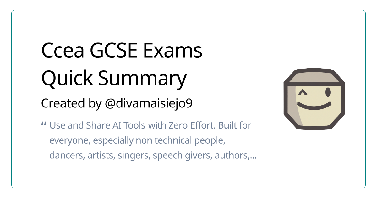 Ccea GCSE Exams Quick Summary