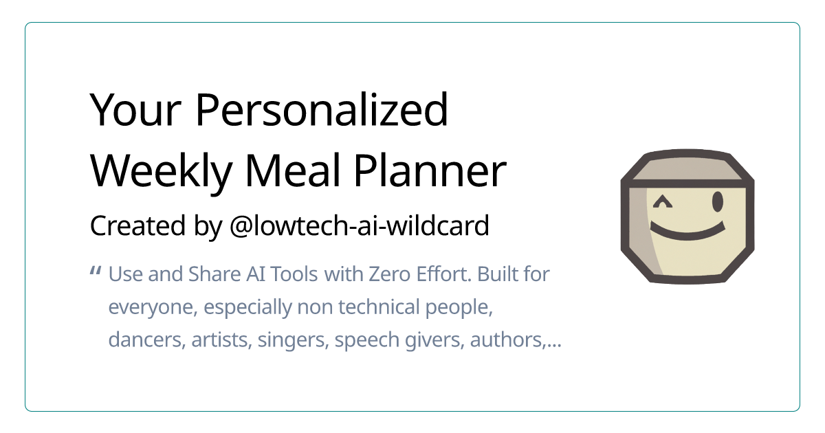 Your Personalized Weekly Meal Planner