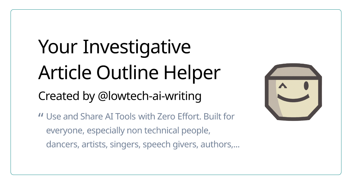 Your Investigative Article Outline Helper