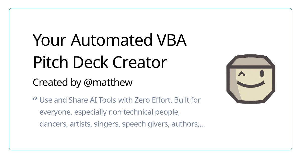Your Automated VBA Pitch Deck Creator