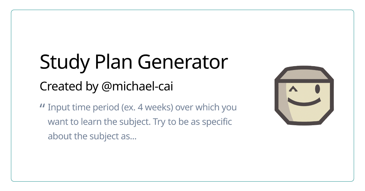 study-plan-generator