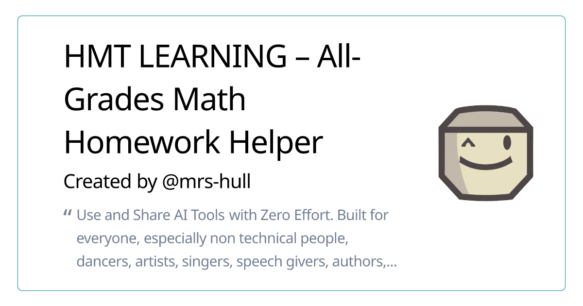 HMT LEARNING – All-Grades Math Homework Helper