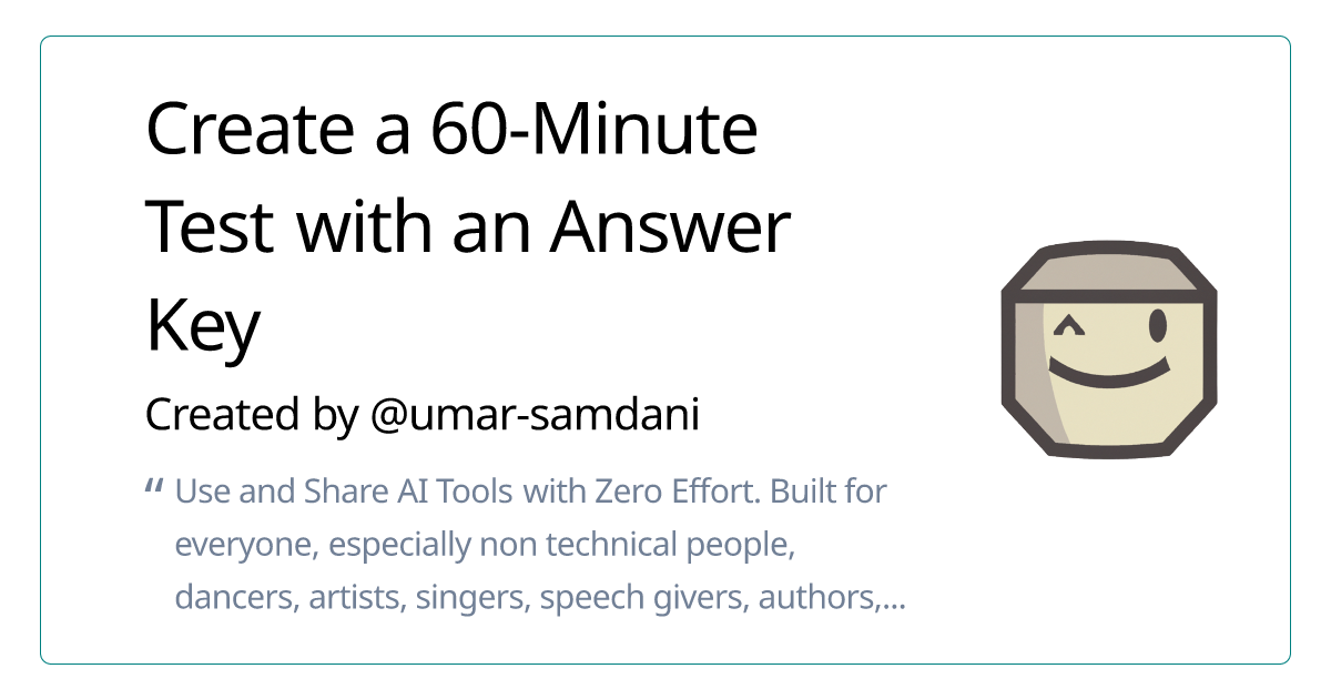 Create a 60-Minute Test with an Answer Key