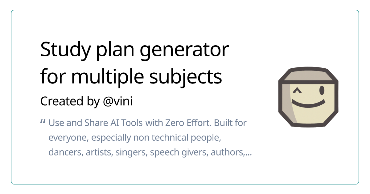 Study plan generator for multiple subjects